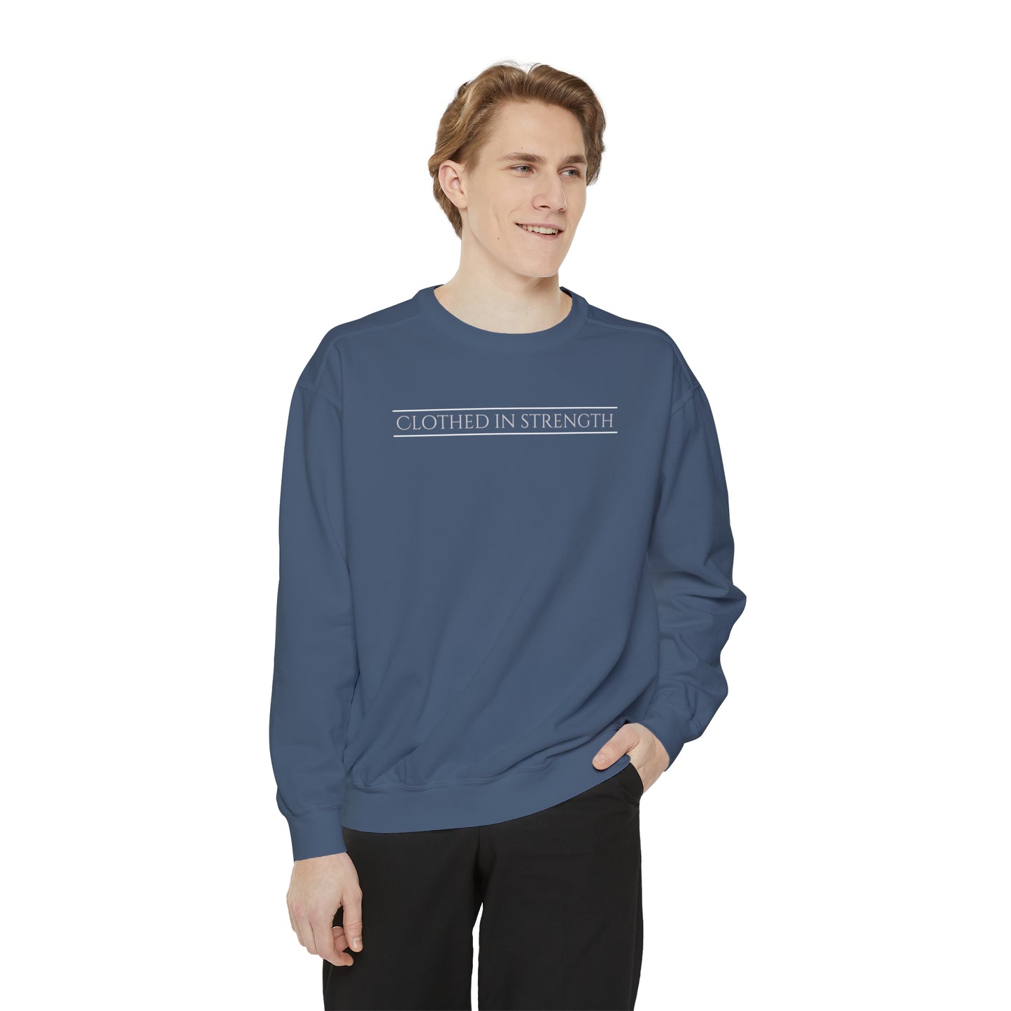 CLOTHED IN STRENGTH unisex sweatshirt