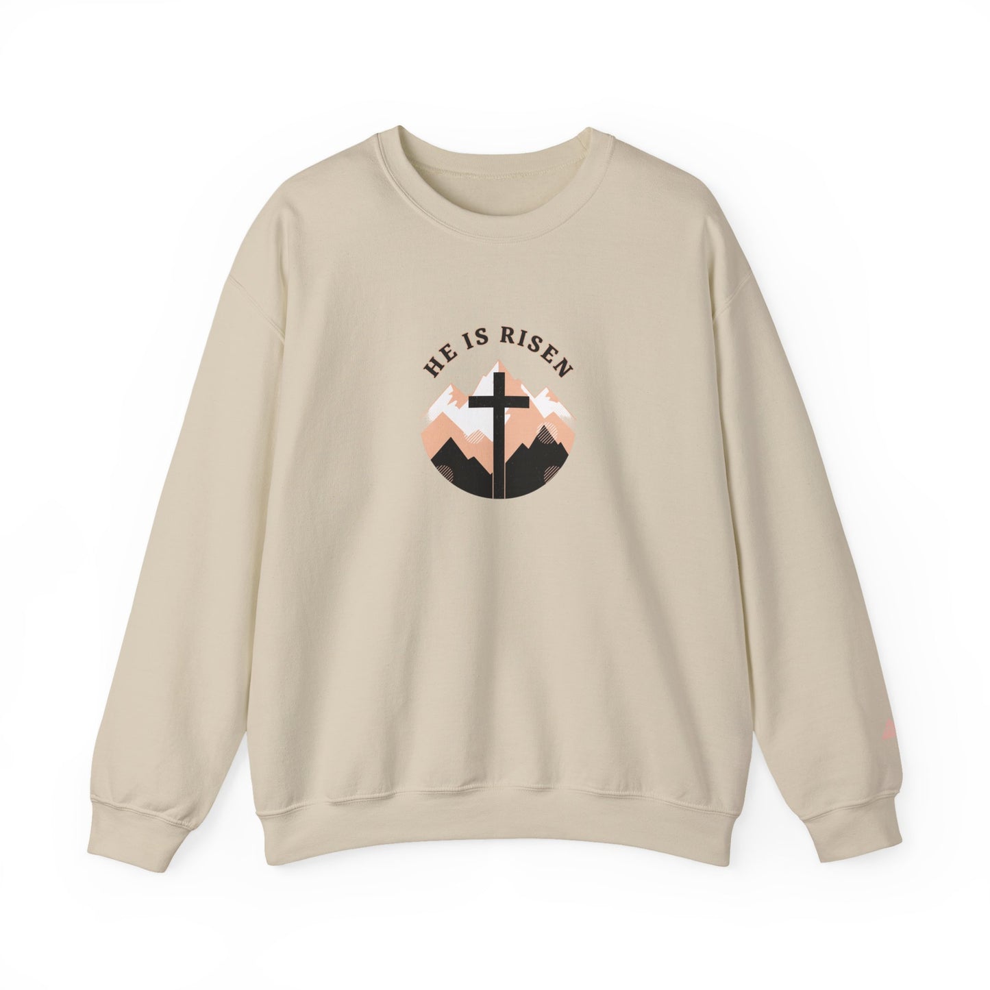 He Is Risen Cross Crewneck Sweatshirt | Christian Easter Shirt, Faith-based
